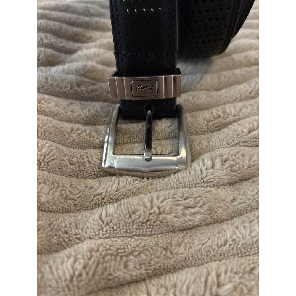 PGA Tour Genuine Leather Perforated Belt Air Flow Size 34 Men's Black